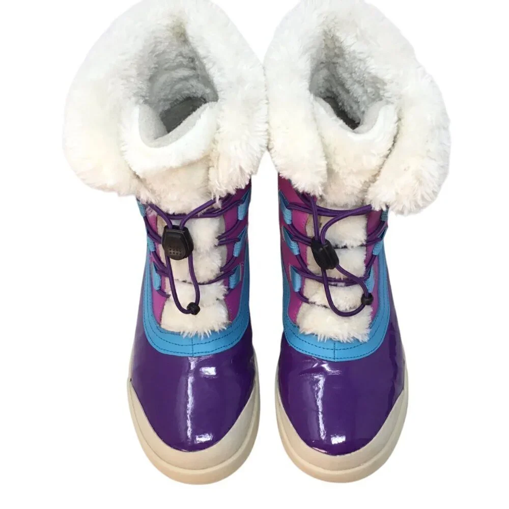 Merrell Spruzzi Boots Waterproof Winter Kids Girls Snow 6M Purple Blue Furry